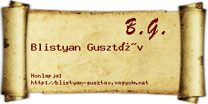 Blistyan Gusztáv névjegykártya